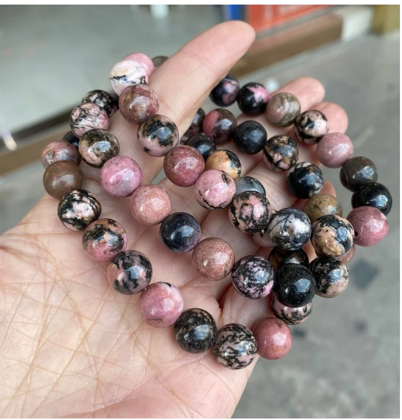 Natural Stone Black Rhodonite Bead Round Loose Spacer Beads For Jewelry Making DIY Accessories Charms Bracelet 6/8/10mm 15Inches