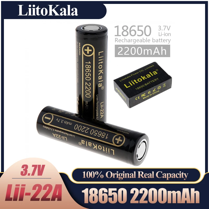 Liitokala Lii-22A 18650 bateria 3.7v 2000mah bateria recarregável de lítio para baterias de lanterna 2000mah célula de bateria