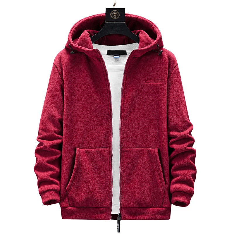 Korean Spring And Winter Sweater Large 8Xl Men\'S Loose Cardigan Sportswear Solid Color Casual Fleece Hooded Jacket Warm