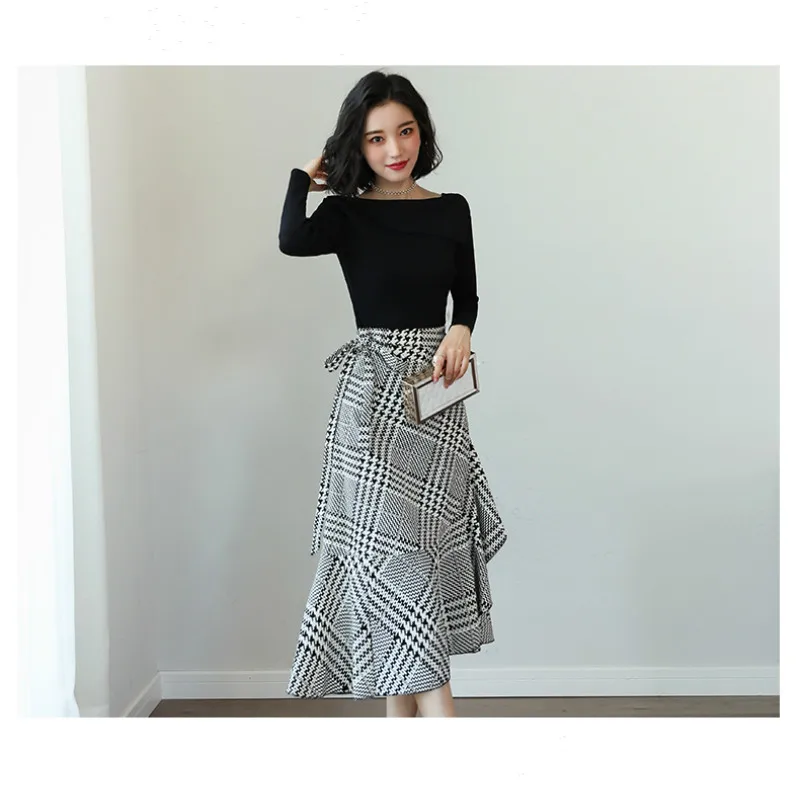 Piece Boollili Two Set Spring Autumn Women Clothes 2023 Korean Elegant Office Dress Chic Sweater + Skirt Set Long Sleeve 2 Piece