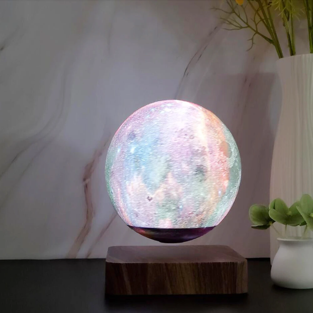 LED Creative 3D Print Magnetic Levitation Galaxy Night Light Rotating LED Floating Desk Lamp For Home Table Decoration Gift