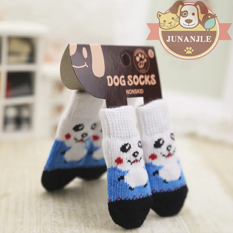 Non Slip Socks for Dogs, Pet Accessories, French Bulldog, Teddy, Beagle, Christmas, New Year, 4Pcs Set