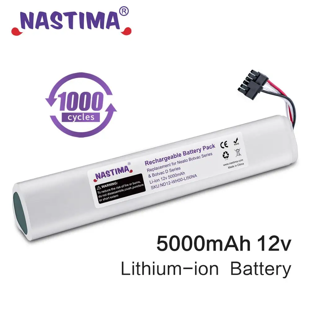 Nastima 12V 5000mAh Li-ion Replacement Battery for Neato Botvac D Series for Neato BotVac 70e 75 80 85 D75 D85 Vacuum Cleaner