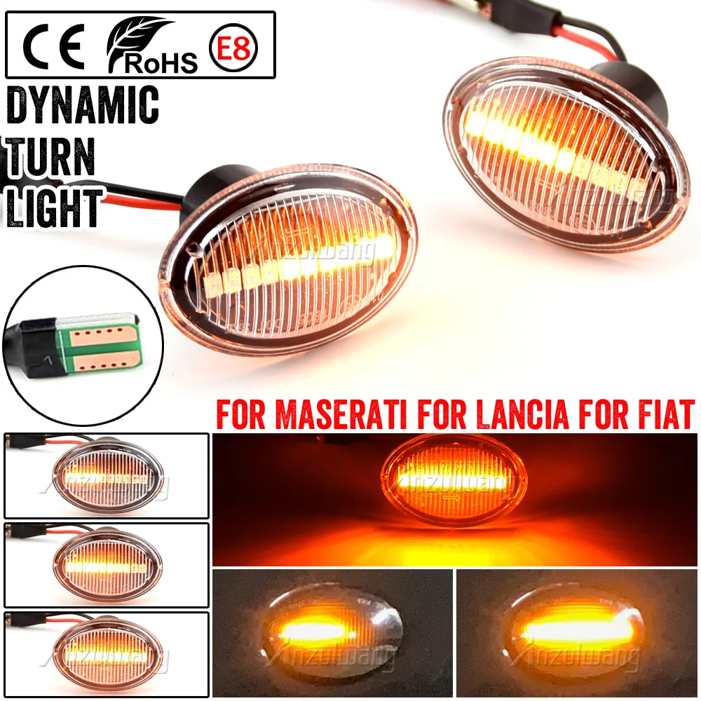 

LED Dynamic Side Marker Turn Signal Light Sequential Lamp For Fiat 500 Ford KA Lancia Lybra Ypsilon Alfa 4C For Maserati