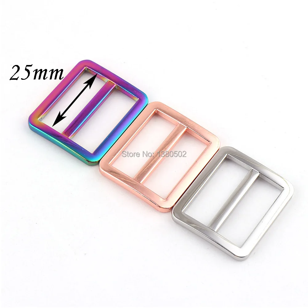 10PCS/lot Rose gold/rainbow/gold/black Slider buckles Alloy Tri-Glide Slider buckle for 25mm Strap Belt Bags Garment Accessories