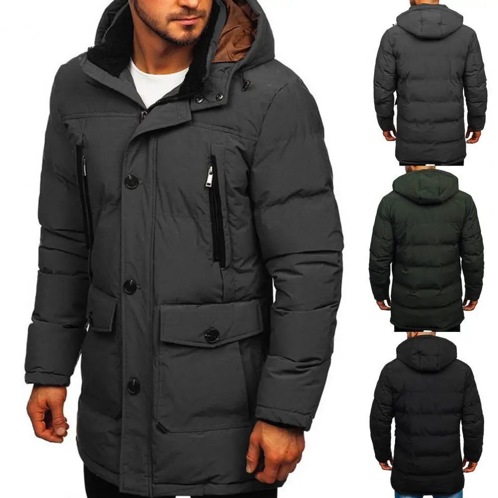 2022 Hot Sale NewWinter/Autumn Men's Jacket Hooded Thickened Zipper Closure Stand-up Collar Single Breasted Winter Coats for Men