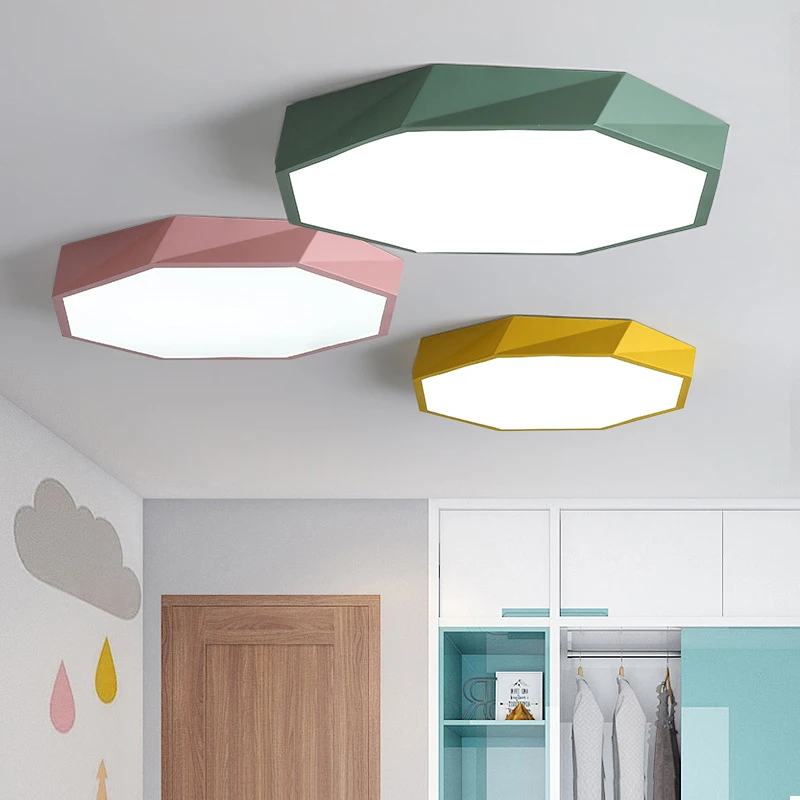 

30/40cm Octagon Metal Macaron Ceiling Lights Modern LED Children's Bedroom Study Restaurant Home Decor Lighting fixture