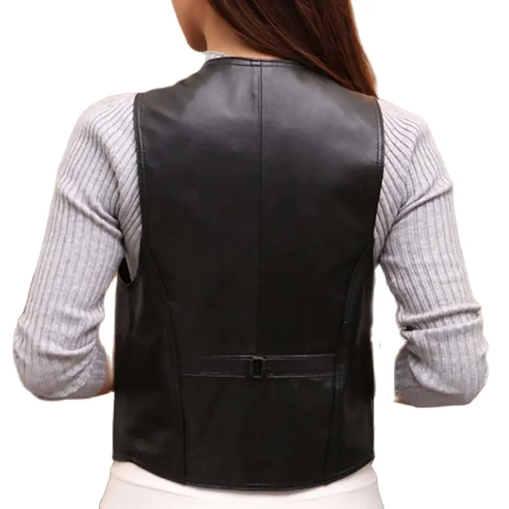 Automne Hiver Nouvelle Mode Chaud Élégant Loisirs Gilet Femmes OUTWEAR En Cuir Souple Veste Sans Manches Gilet Femme Vêtements