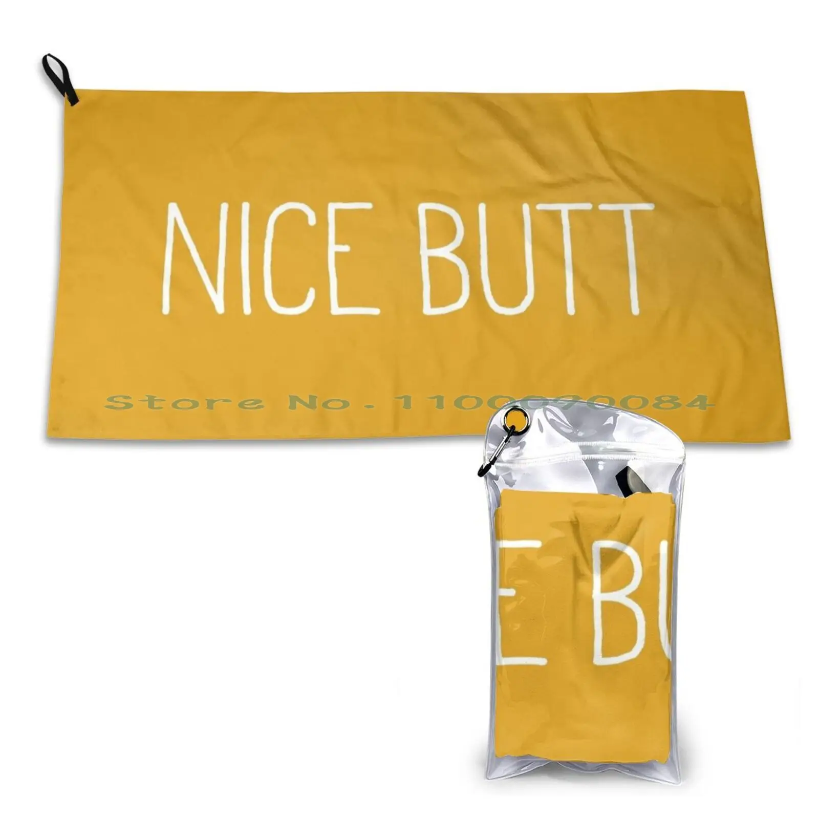 Nice Butt Mustard Quick Dry Towel Gym Sports Bath Portable Nice Butt Mustard Yellow Typography Typographic Quotes Text