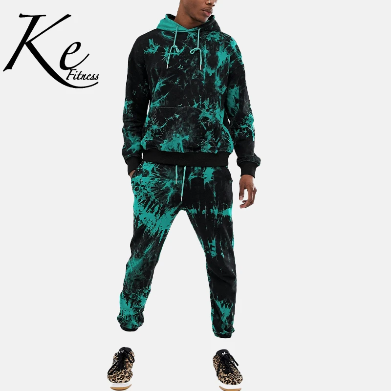 

KE469 autumn and winter new foreign trade men's casual suit 3D digital printing squandering hooded sports suit men