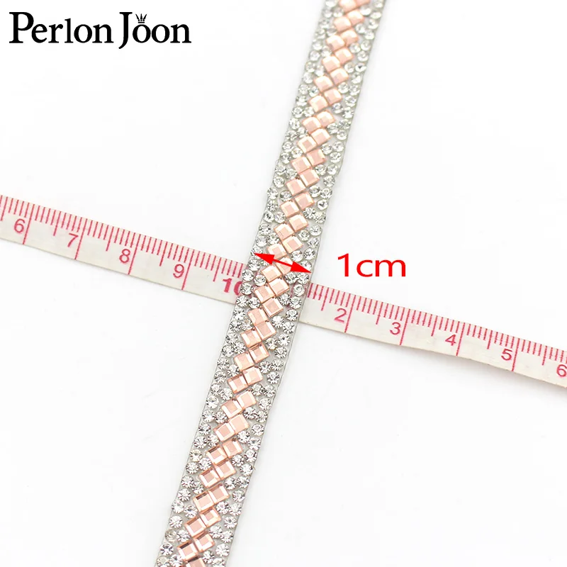 1 Yard Hot Fix Square Wave Array Glass Ribbon Crystal Rhinestone Trim Tape Iron on Shoes Clothing Decoration Accessories TR134