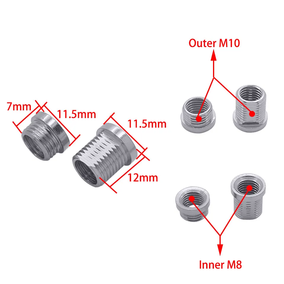 5pcs Copper Adapter Connection Head Connection Hose Gooseneck Adapter Bracket Inner M8 To Outer M10 Adapter Screw Pitch 1.0mm