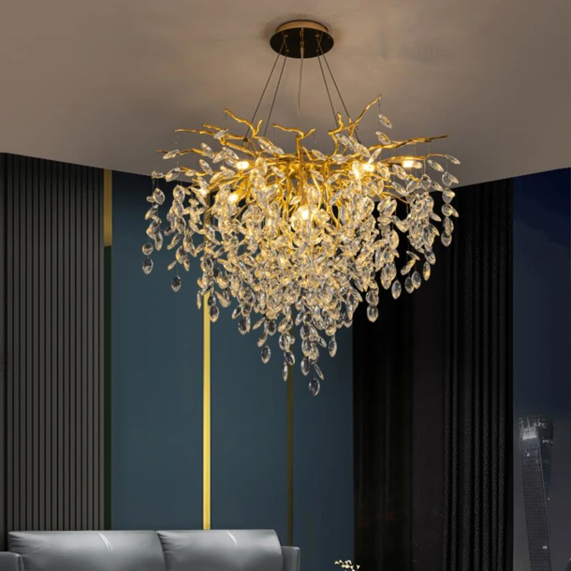 

French living room crystal chandelier designer luxury hotel lobby decorative lamp wedding lighting