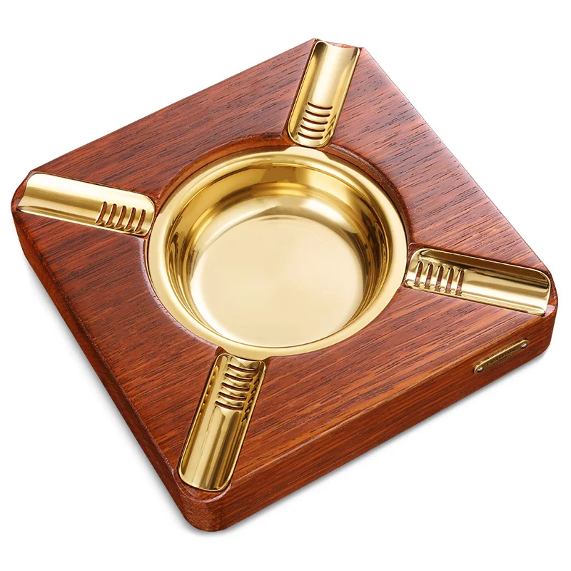 

Luxury Wood Cigar Ashtray, Home Ash Tray, Outdoor Large, 4 Holder Cigar Cigarette Ashtrays, Cigar Accessories, CA-028