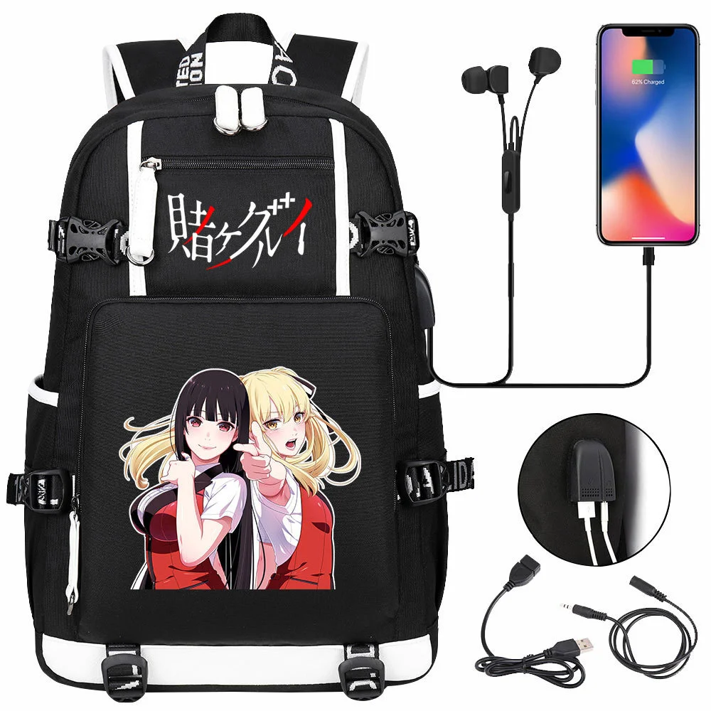 Anime Kakegurui Jabami Yumeko School Backpack Shoulder Bags Student Schoolbag Men  Women Leisure Travel outdoor Bags Black