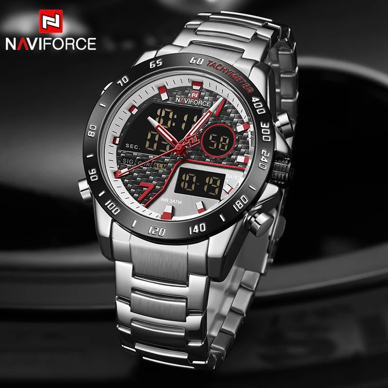 Top Luxury Brand NAVIFORCE sport męskie zegarki kwarcowe chronograf zegar analogowy wojskowy zegarek ze stali nierdzewnej dla człowieka