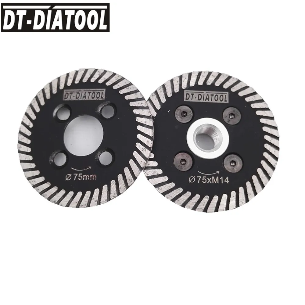 DT-DIATOOL 75มิลลิเมตรกดร้อนมินิเทอร์โบเพชรใบเลื่อยที่มีที่ถอดออกได้M14หน้าแปลนและ1ชิ้นแทนที่ใบมีดหินแกะสลักแผ่น