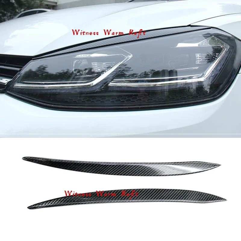 Carbon Fiber Headlights Eyebrows Eyelids for Volkswagen Golf 7 2014-2017 Front Head Light Lamp Eyebrows Trim Cover Access