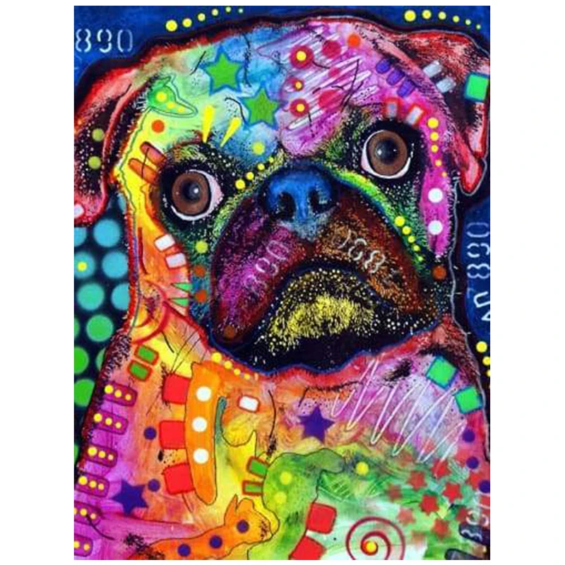 5D Animal Pug Dog Cross Stitch Kits Mosaic Gift Needlework Diy Rhinestones Diamond Embroidery European Wedding DecorationZP-4214