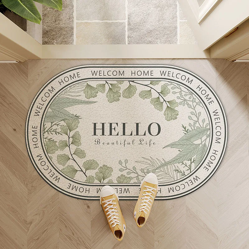 

Oval Design PVC Silk Loop Home Front Door Mat Kitchen Bath Bedroom Living Room Carpet Non-slip Mat Custom Size Entrance Door Mat