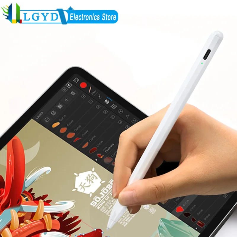 JR-K12 Automatic Dual-mode Capacitive Stylus Pen For iPad 2018 or Above Tablet Active Painting Pen, Type-C Interface