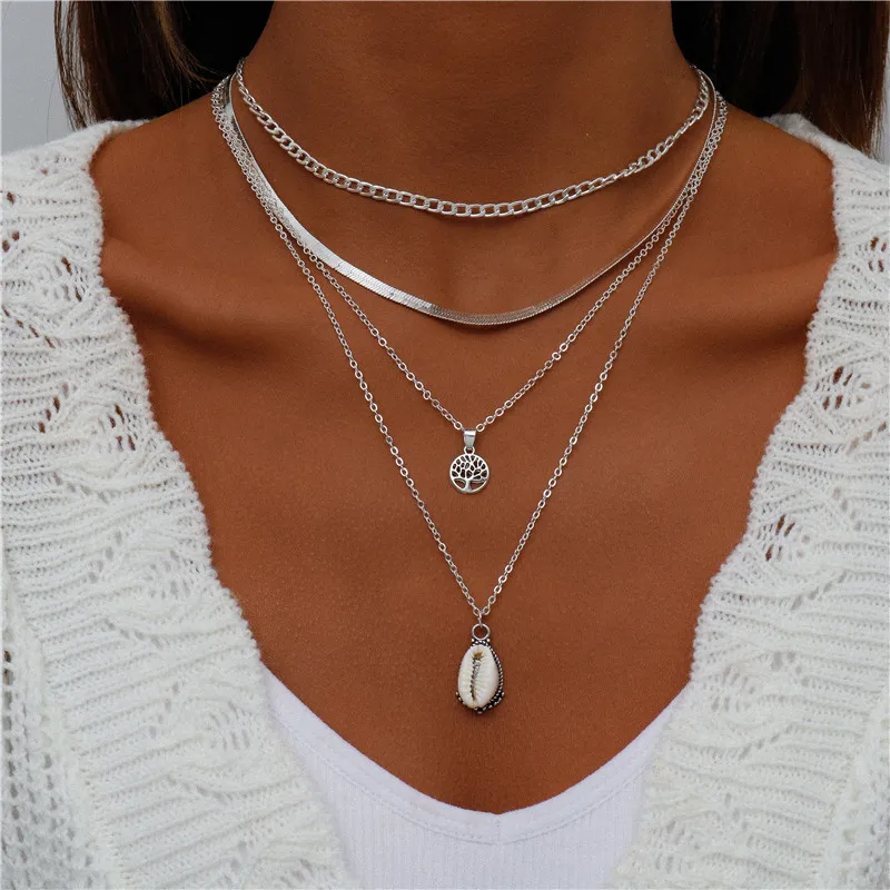 Tenande Bohemian Mehrschichtige Halskette für Frauen Vintage Wassertropfen Münze Stern Mond Anhänger Halskette Geometrisches Collier Collares – Detail 30