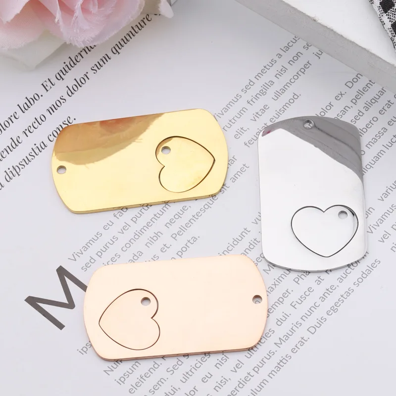 

Stainless Steel Heart Puzzle Dogtags Blank For Engrave Metal Tag Mirror Polished 10pcs