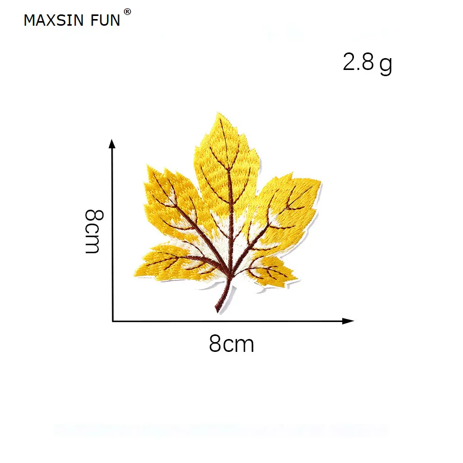 MAXSIN FUN 10PCS Cute Small Maple Leaf Patches Iron On Applique Chinese Style Embroidery Stickers Cloth DIY Decals Decorative