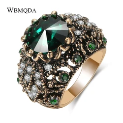 Wbmqda Hot Sale Bohemia Vintage Rings For Women Rhinestone Crystal Ancient Gold Big Bridal Wedding Rings Boho Jewelry 2020 New