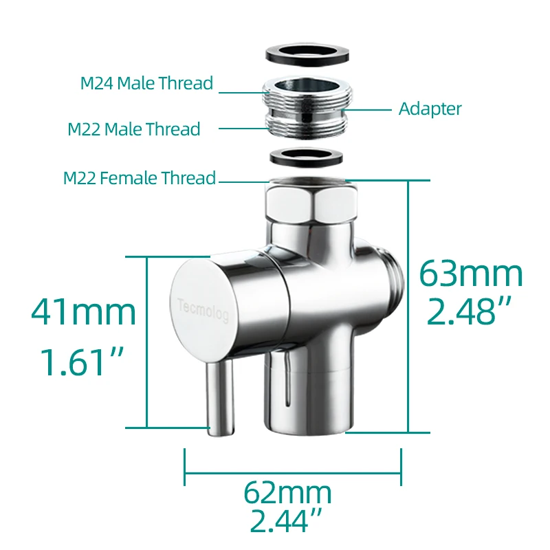 Ciencia mosaz M22 X M24 klesnout diverter, pípa diverter s G1/2 mytí stroj spout anebo G3/4 adaptér pro sad hadicové mytí