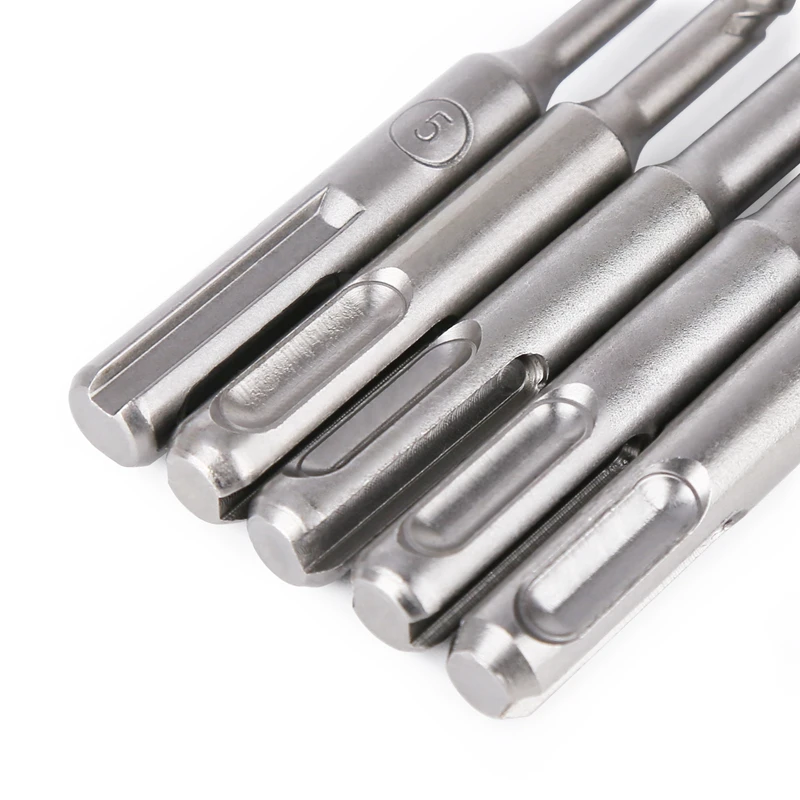 5Pcs 5-6-8-10-12mm SDS PLUS Shank Electric Hammer Carbide Drill Bits 160mm Length For Concrete Wall Granite Masonry Brick Stone