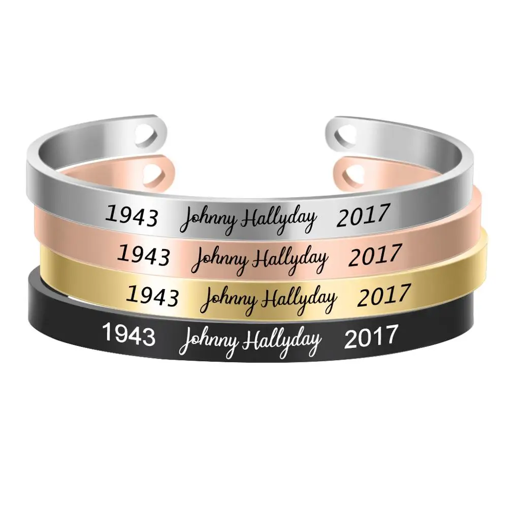 Trzy kolory dostosowane 6MM bransoletka personalizuj francuski Rocker Johnny Hallyday Memorial bransoletki ze stali nierdzewnej i bransoletki SL-068