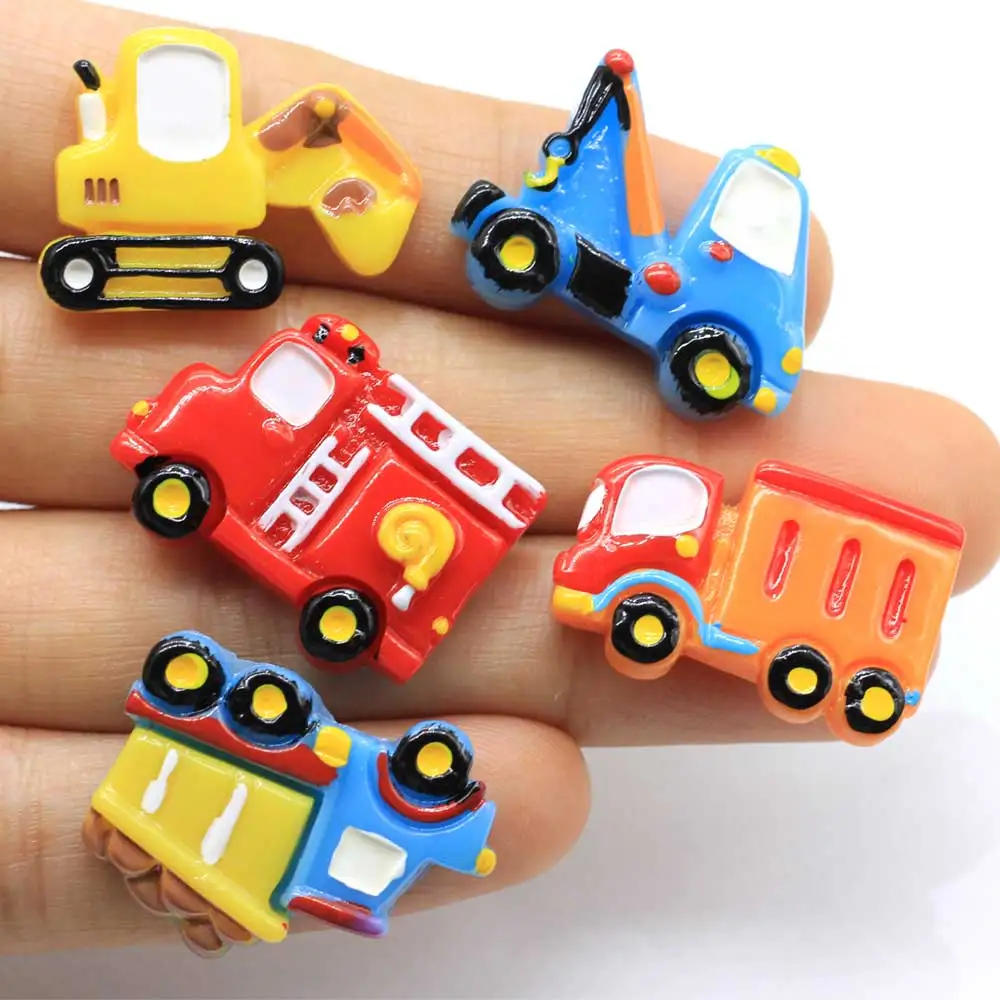 Kawaii Mix Style Transportation Resin Car Truck Cranes Bulldozers Rocket Miniature Flatback Cabochon DIY Craft Scrapbo