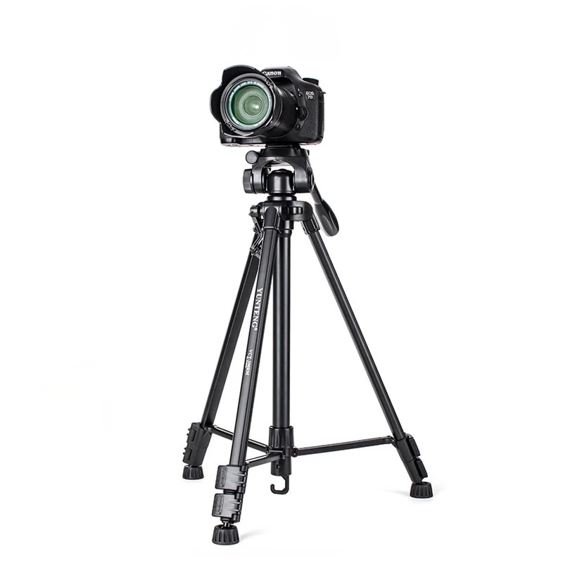 YUNTENG 390 VCT-390RM Aluminum Tripod with 3-Way Head phone Holder clip for Camera Phone Vidicon