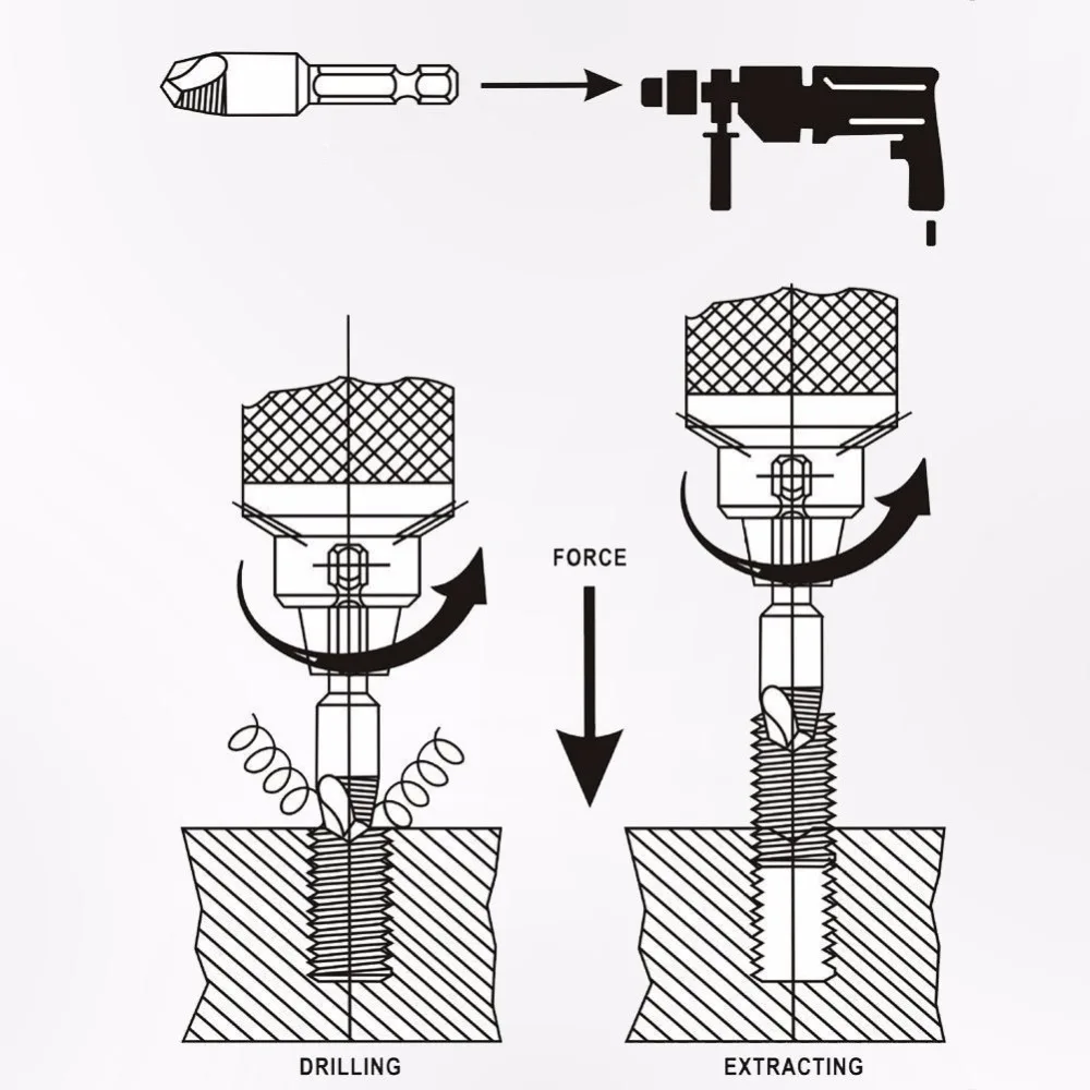 Extractor de tornillos dañados, juego de guía de brocas, fácil de quitar, Perno, herramienta removedora de tornillos, 4/5/6 Uds.