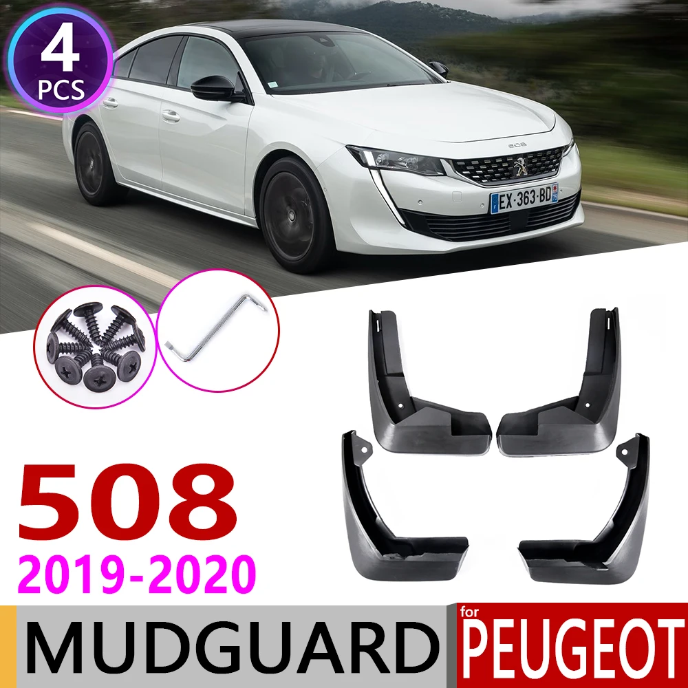 4 PCS Front Rear Car Mudflaps for Peugeot 508 508L 2019~2023 Fender Mud Guard Flaps Splash Flaps Mudguards Accessories 2nd 2 Gen