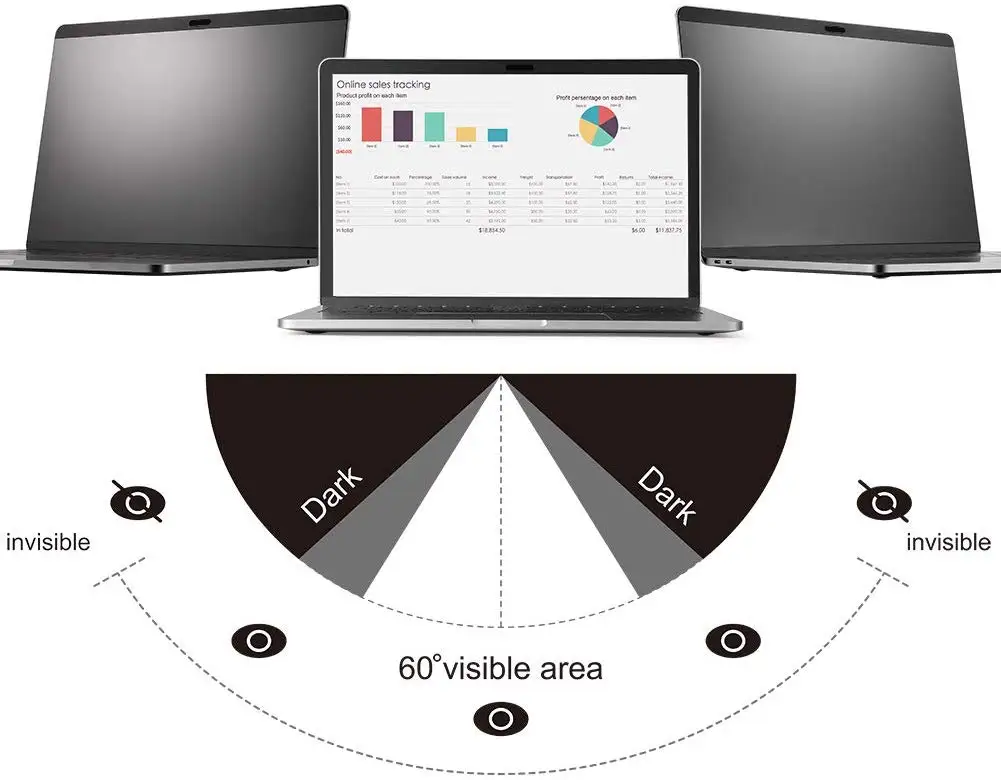 Magnetic Privacy Filter Screens film with Webcam Cover Slider For 2016/2017/2018/2019 New MacBook Pro 13, Touch ID Air 13