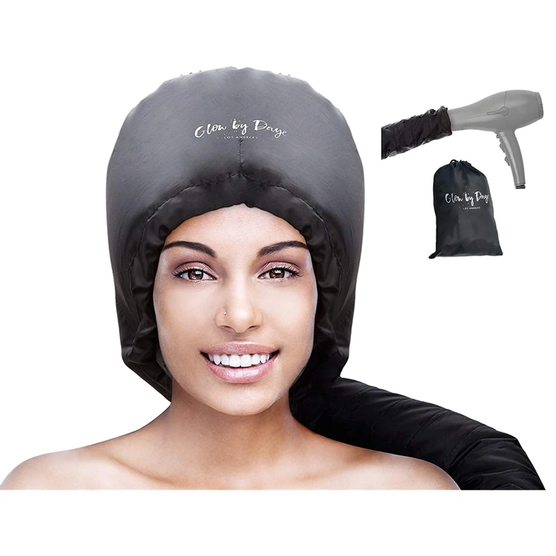 Hood Hair Dryer Attachment- Soft Adjustable Extra Large Hooded Bonnet for Hand Held Hair Dryer with Stretchable Grip and Extend