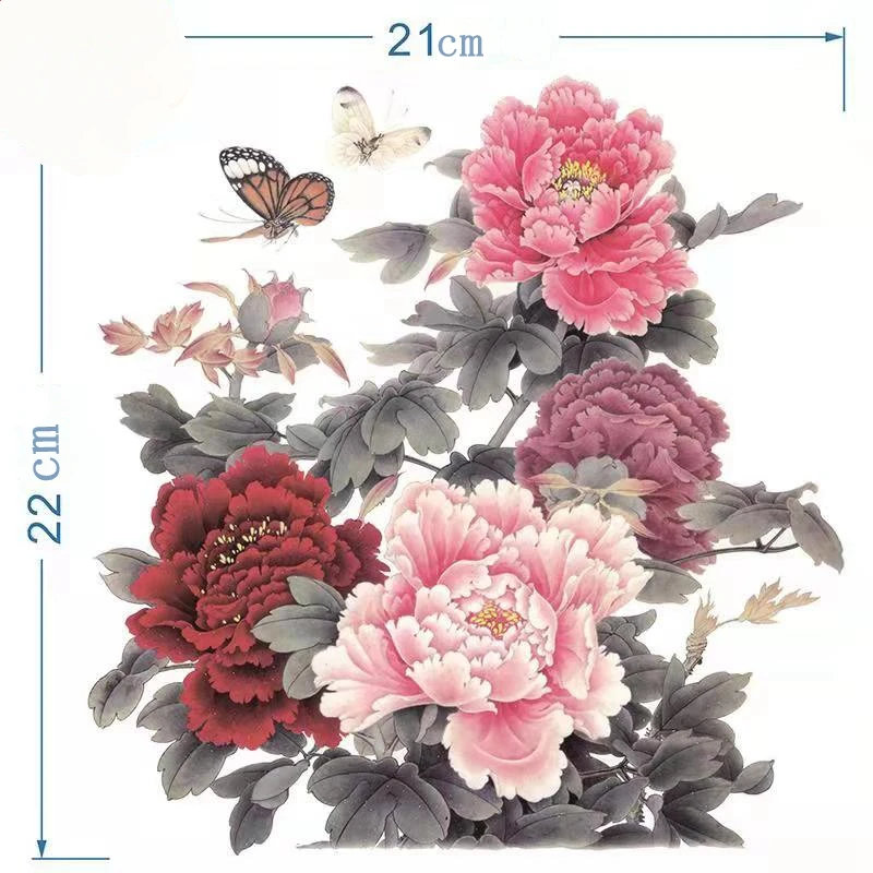 Peony Flower Waterproof Temporary Tattoo Stickers Women Sexy Butterfly Art Fake Tattoo Big Picture Back Cover Scar  Arm Sticker