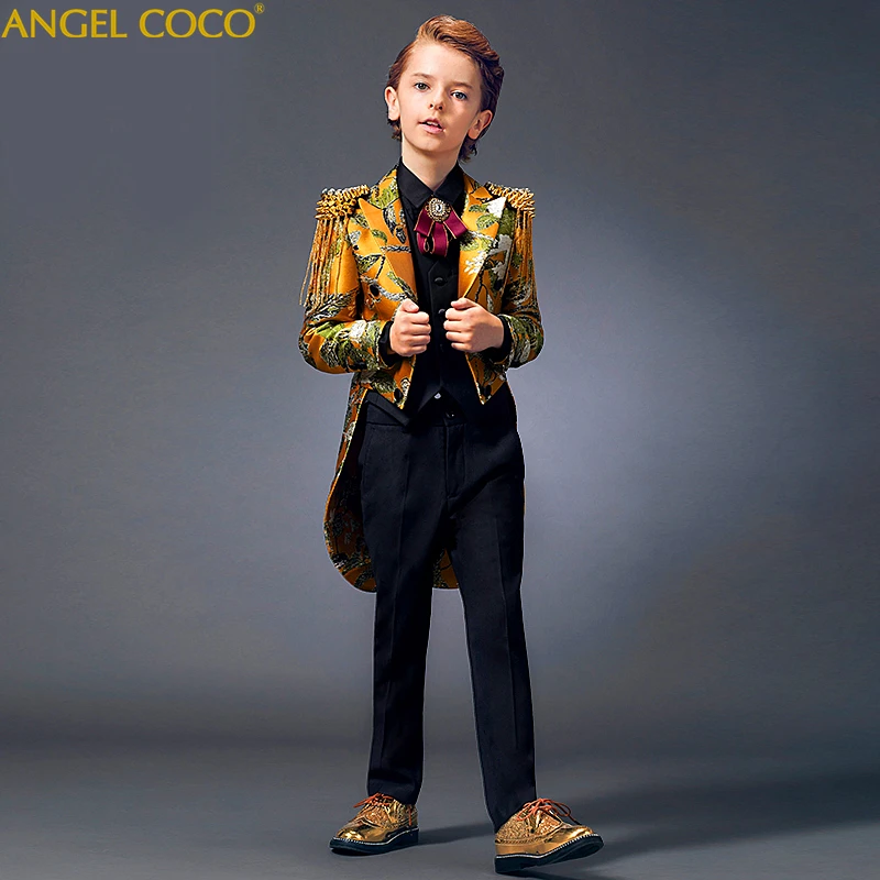 Boys Dress Tuxedo Boys Suits Catwalk Piano Costume Garcon Children Boys Suits For Weddings Boys Prom Suits trajes de comunion