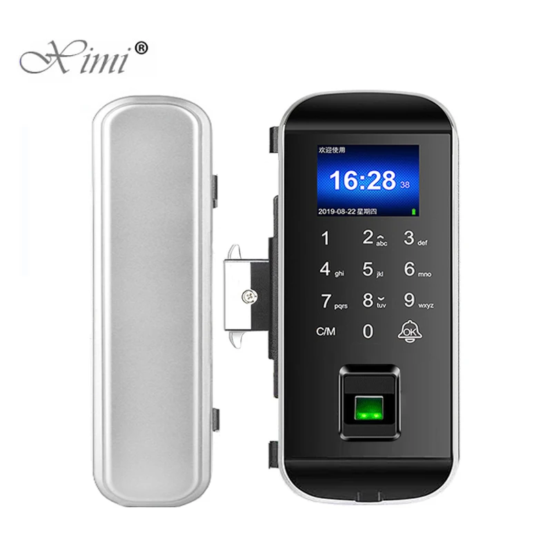 

Biometric Fingerprint Electric Smart Lock Frameless Glass Sliding Door Lock With Remote Control Fingerprint Access Control