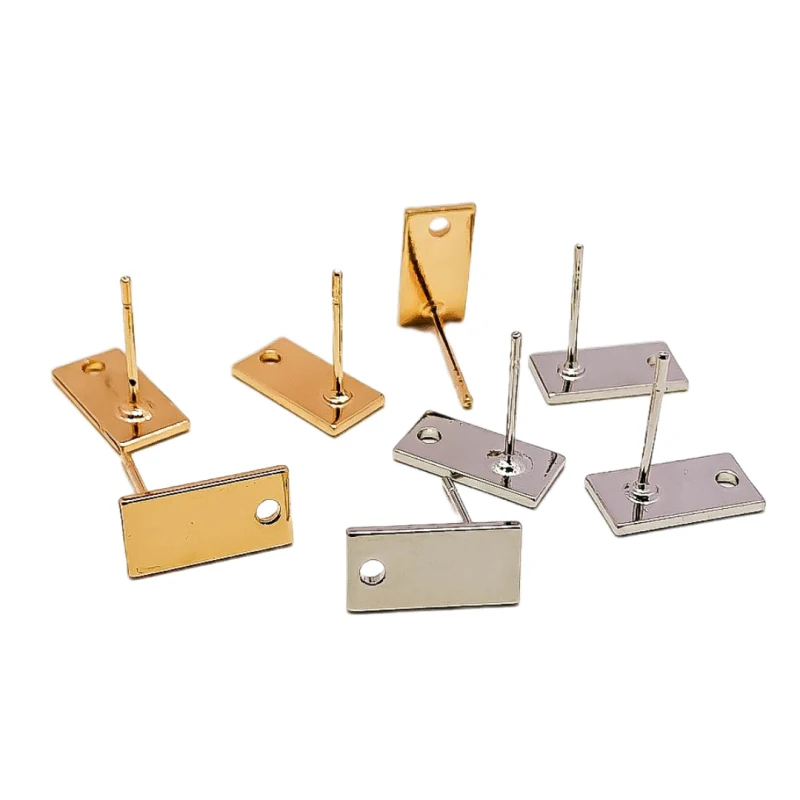 Rectangle White K Gold Simple Stud Earring Diy Material Pendant Eardrop Accessories Charms Jewelry Component 10pcs