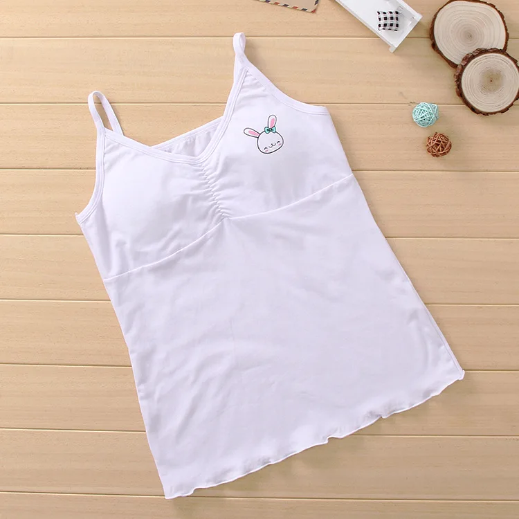 Summer girl solid color cotton camisole activity cup underwear bottoming comfortable breathable girl camisole tops for girls