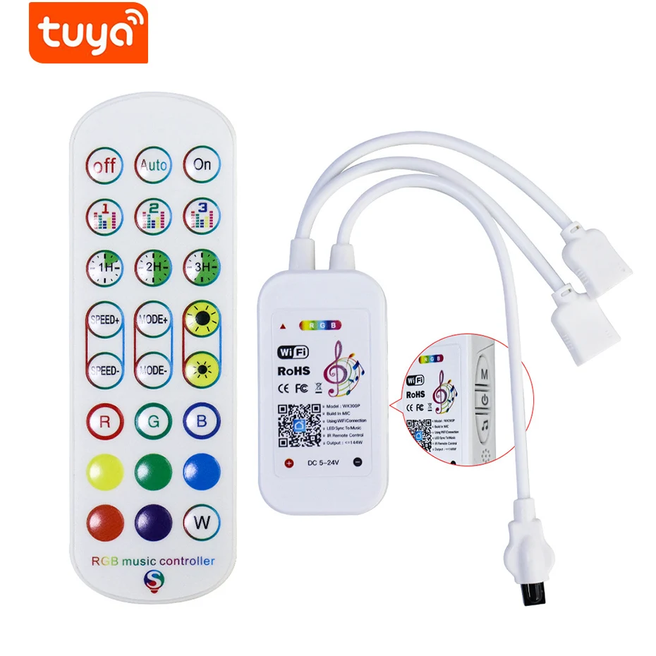 Tuya WiFi RGB Controller 4 Pin Smart Led Strip Light Contoller 5-24V IR Remote Bluetooth Control Work with Alexa Echo Google