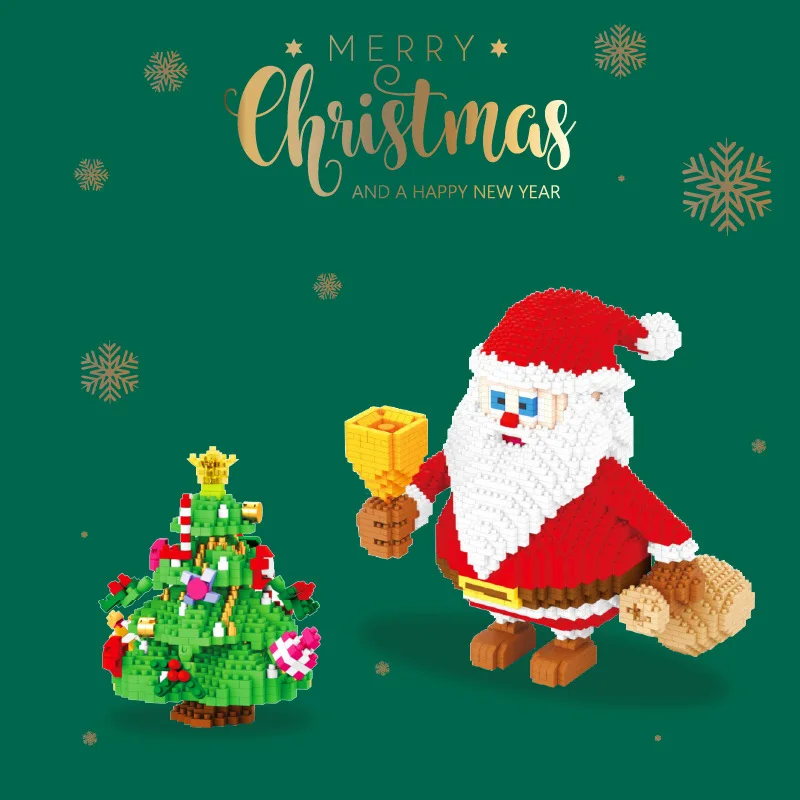 Santa Claus Christmas Tree Model Building Blocks DIY Reindeer Snowman Assembled Building Blocks Children's Christmas Gift Toys