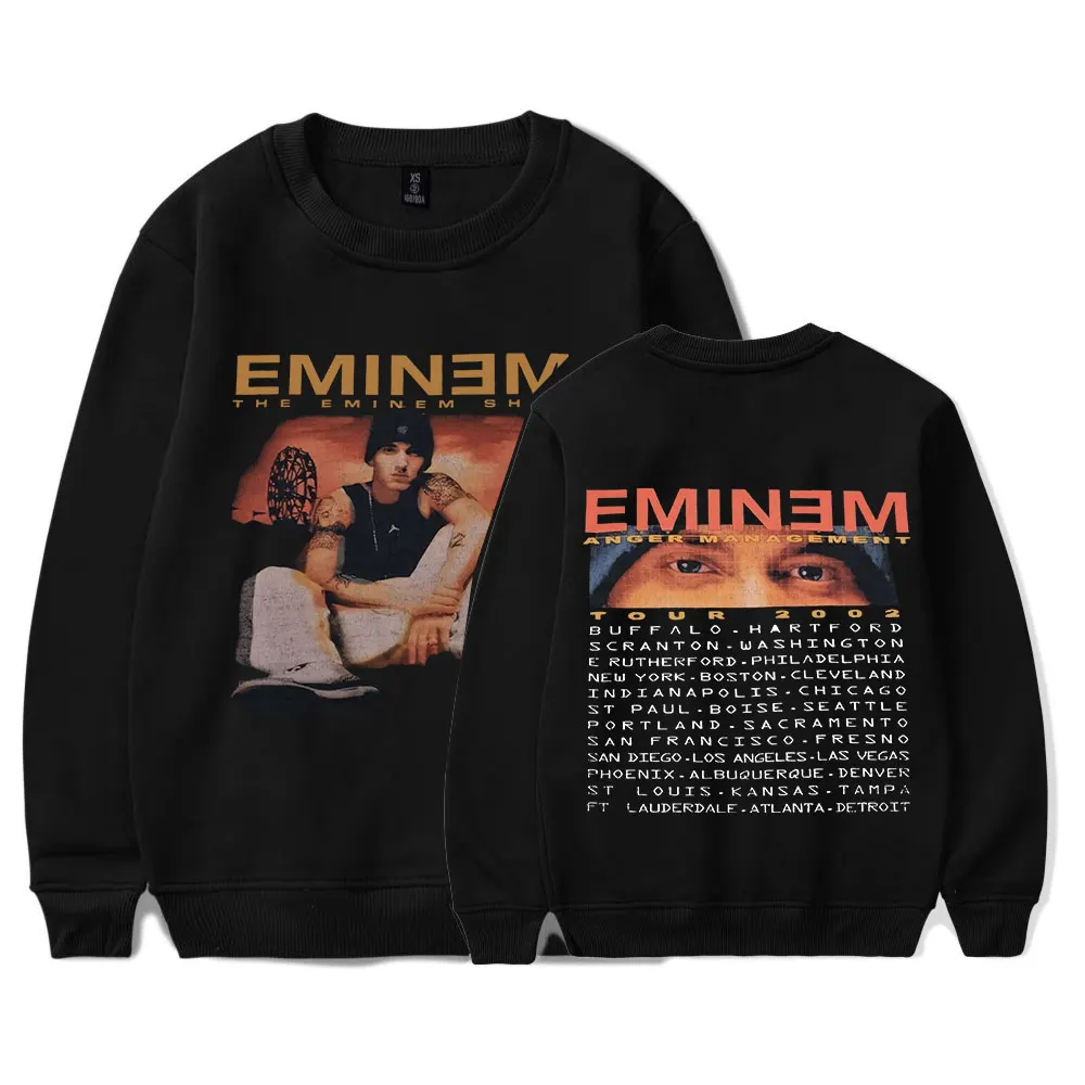 Eminem Anger Management Tour 2002 Hoodies Vintage Harajuku Crewneck Sweatshirt Long Sleeve Fleece Pullover Tracksuit Streetwear