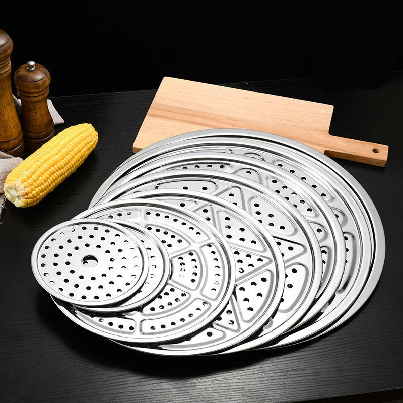 

16-40cm Round Stainless Steel Steamer Pressure Cooker Dumpling Bread Steaming Rack Shelf Household Kitchen Cooking Utensils