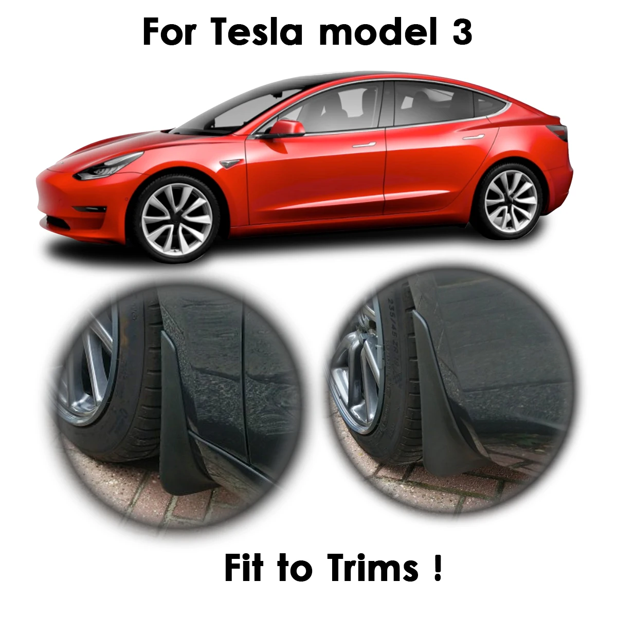 4Pcs Molded Mud Flaps For Tesla Model 3 2016~2021 Set Mudflaps Splash Guards Flap Mudguards Front Rear