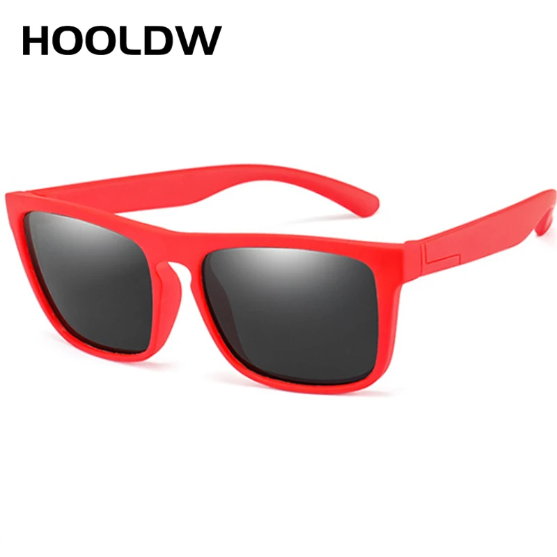 HOOLDW Square Kids Sunglasses Silicone Flexible Safety Children Polarized Sun Glasses Girl Boy Glasses UV400 Baby Shades Eyewear