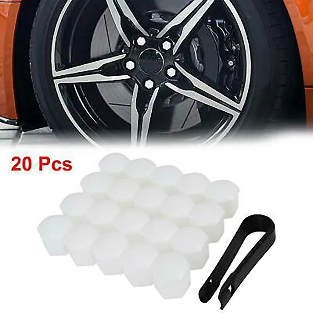 White Wheel Lug Cover With Black Clip Car Dust Cap Fits 19mm Car Wheel Bolt Or Nut